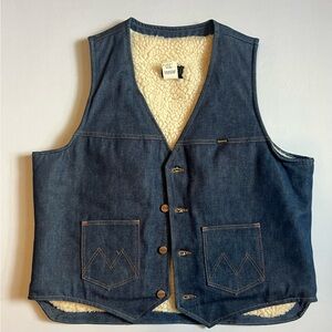 Maverick Blue Denim Vest with Sherpa Lining
